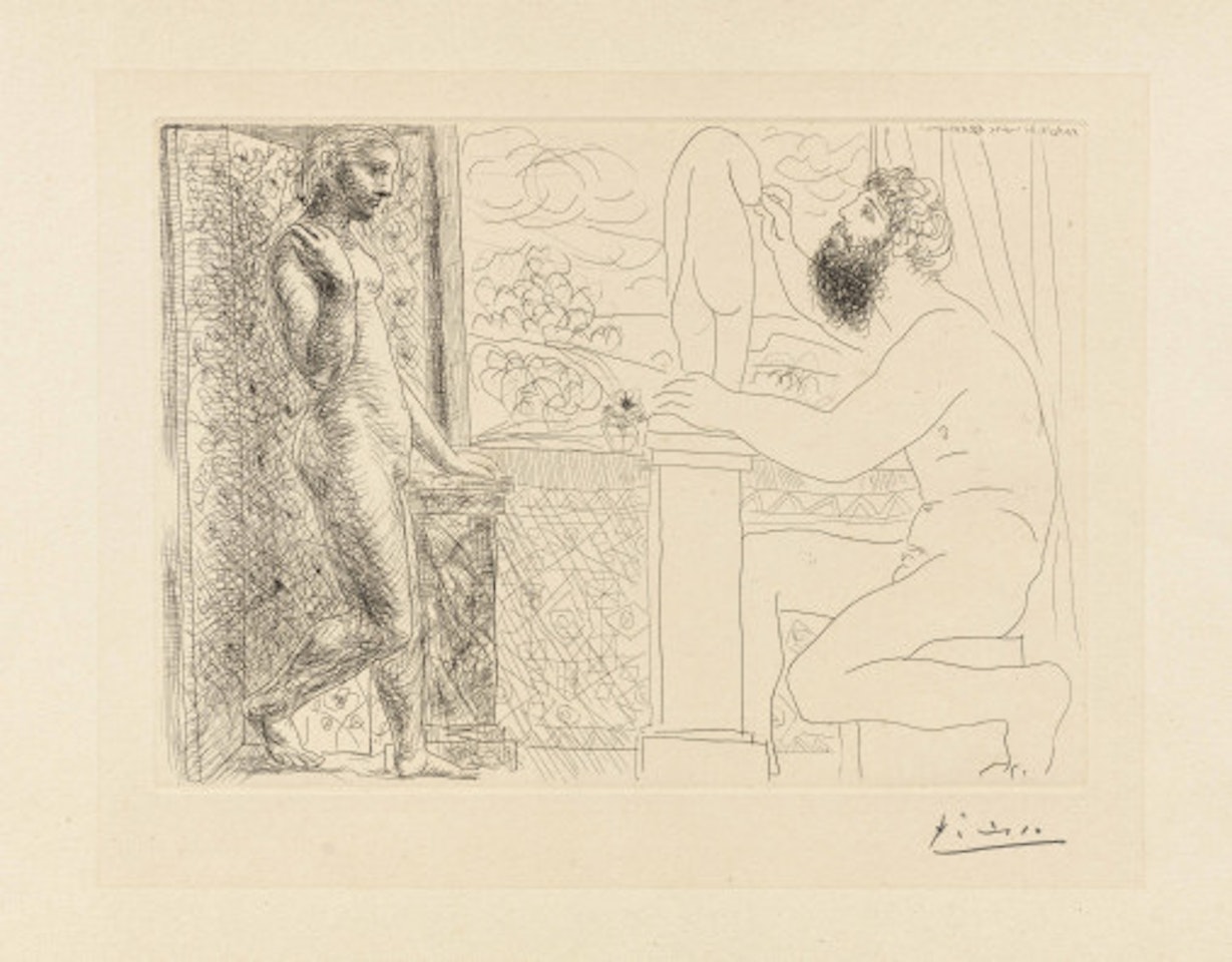 Sculpteur working on the motif with Marie-Thérèse posing by Pablo Picasso