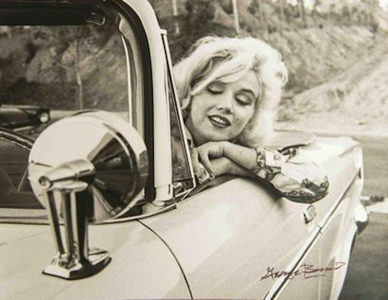 Marilyn Monroe in a white Chrysler by George Barris
