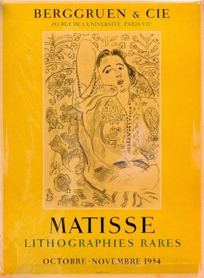 Color poster of the exhibition of lithographs at the Berggruen Gallery by Henri Matisse