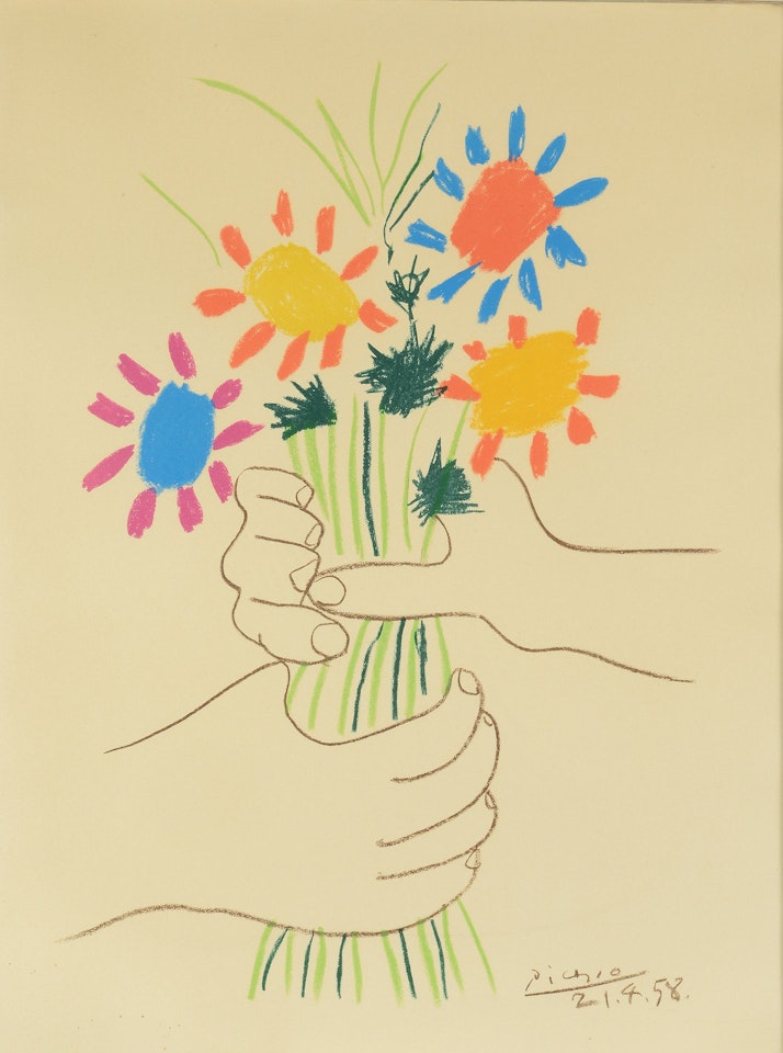 Hands and bouquet, 21-4-58 by Pablo Picasso