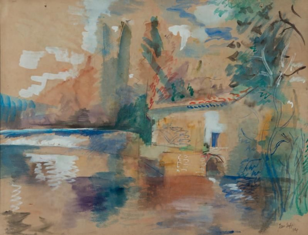 The mill on the river by Jean Dufy