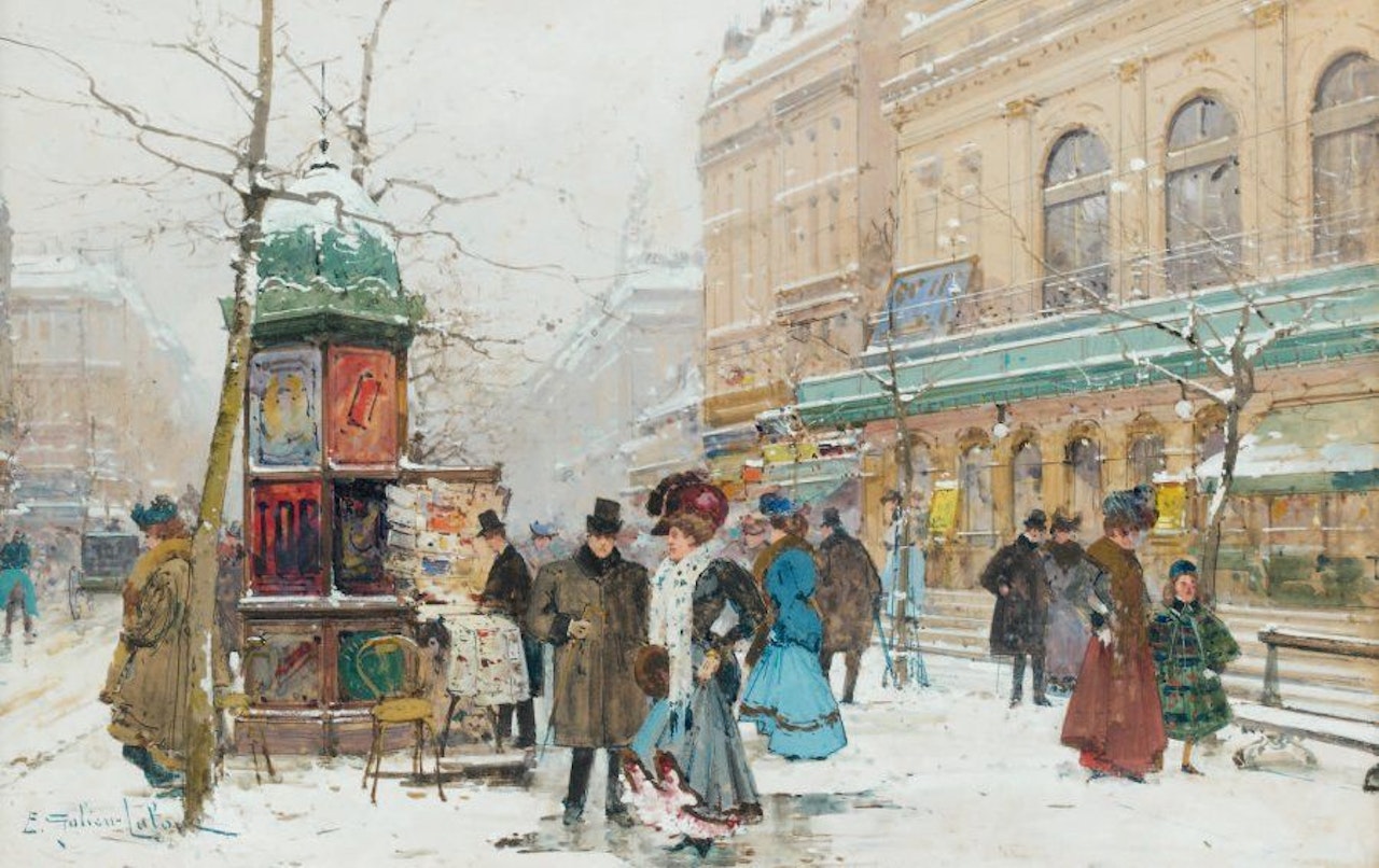 The great boulevards under the snow by Eugene Galien-Laloue
