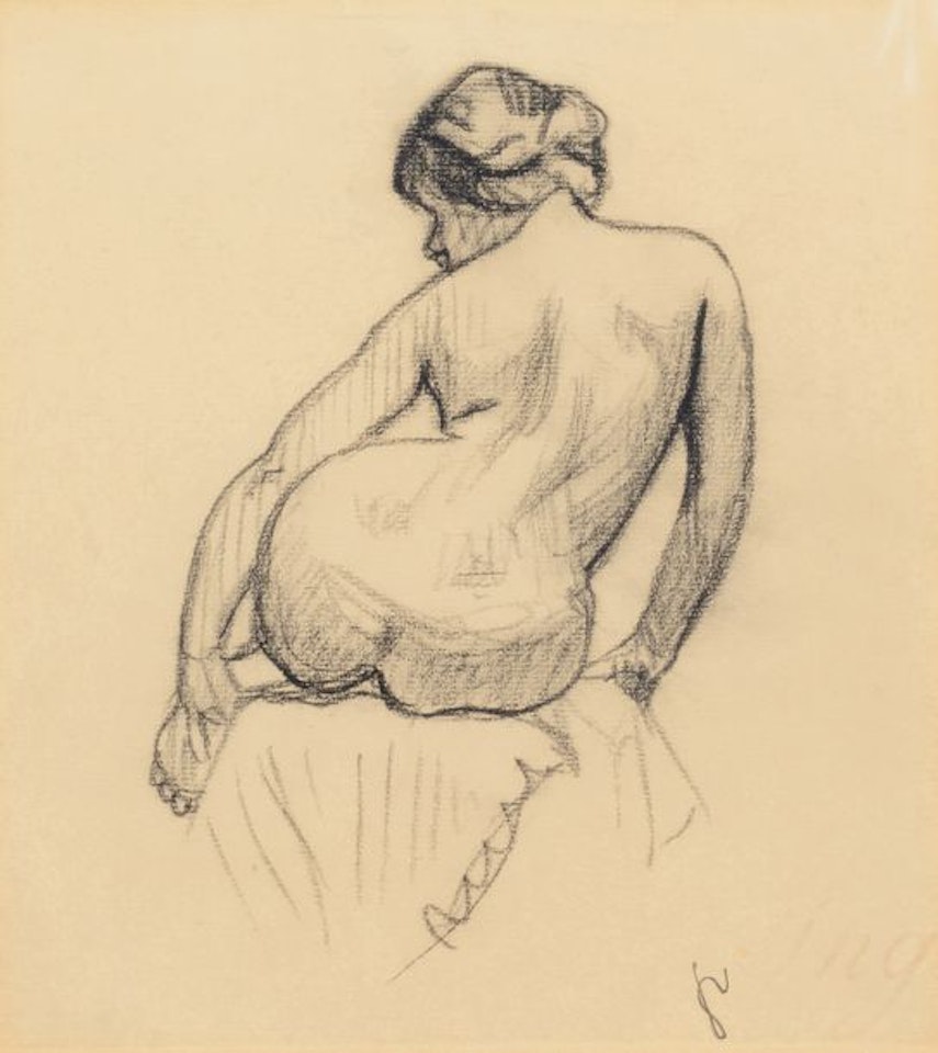 36; Nude seated from behind; Sitting on a rock by Félix Vallotton