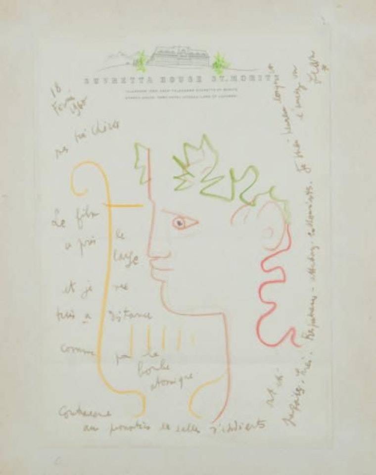 Profile of Orpheus with a Lyre by Jean Cocteau