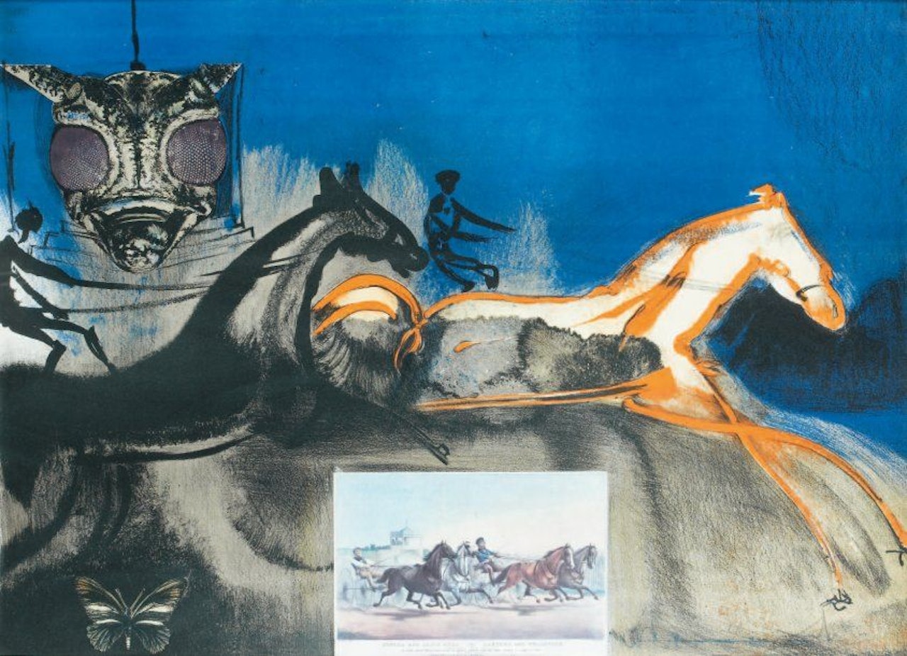 American trotting horses n° 2. Plate from the Currier and Ives series by Salvador Dali