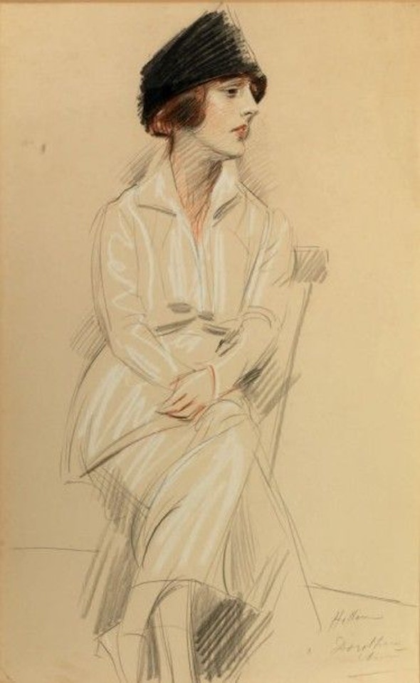 Portrait of a young woman in a black hat by Paul César Helleu