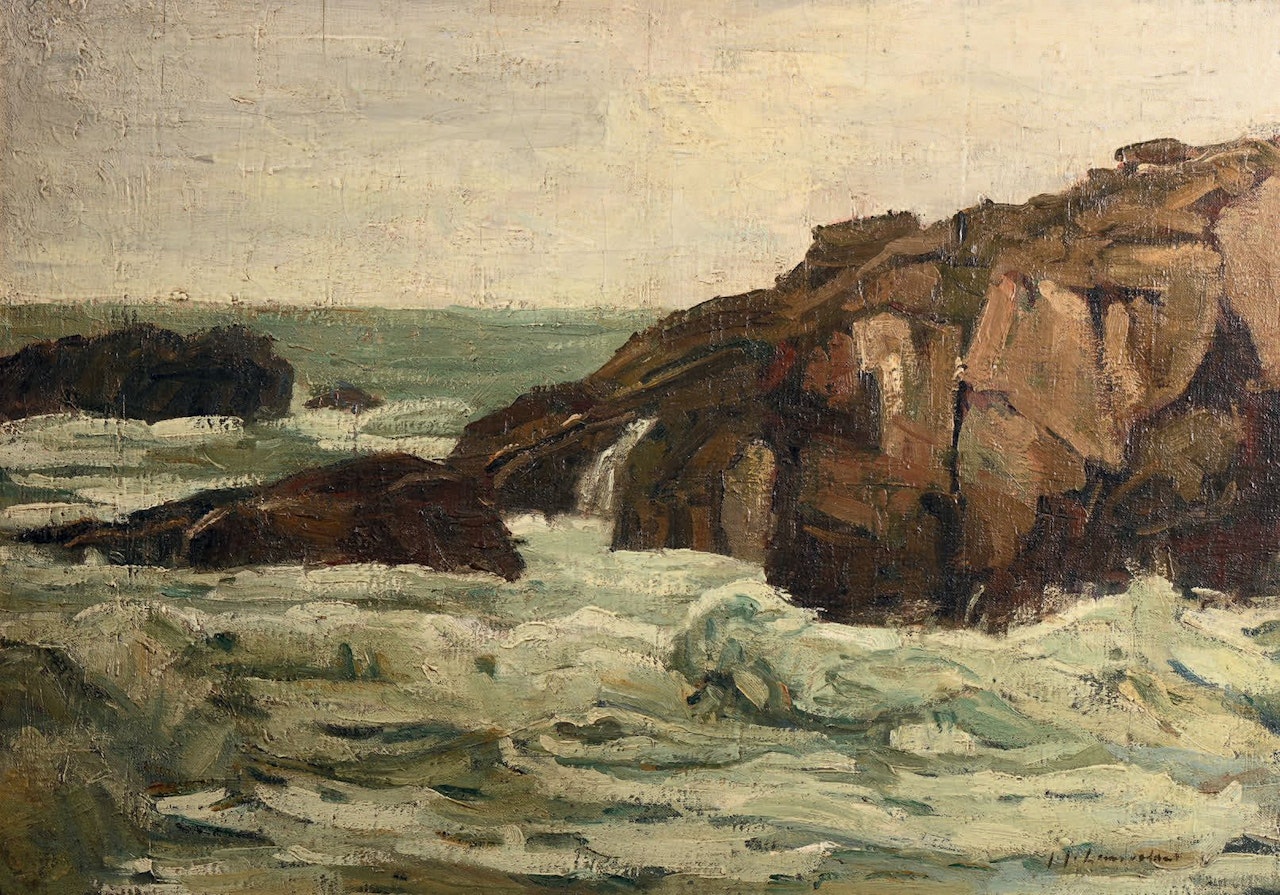 Rocky coast in Brittany by Jean Julien Lemordant