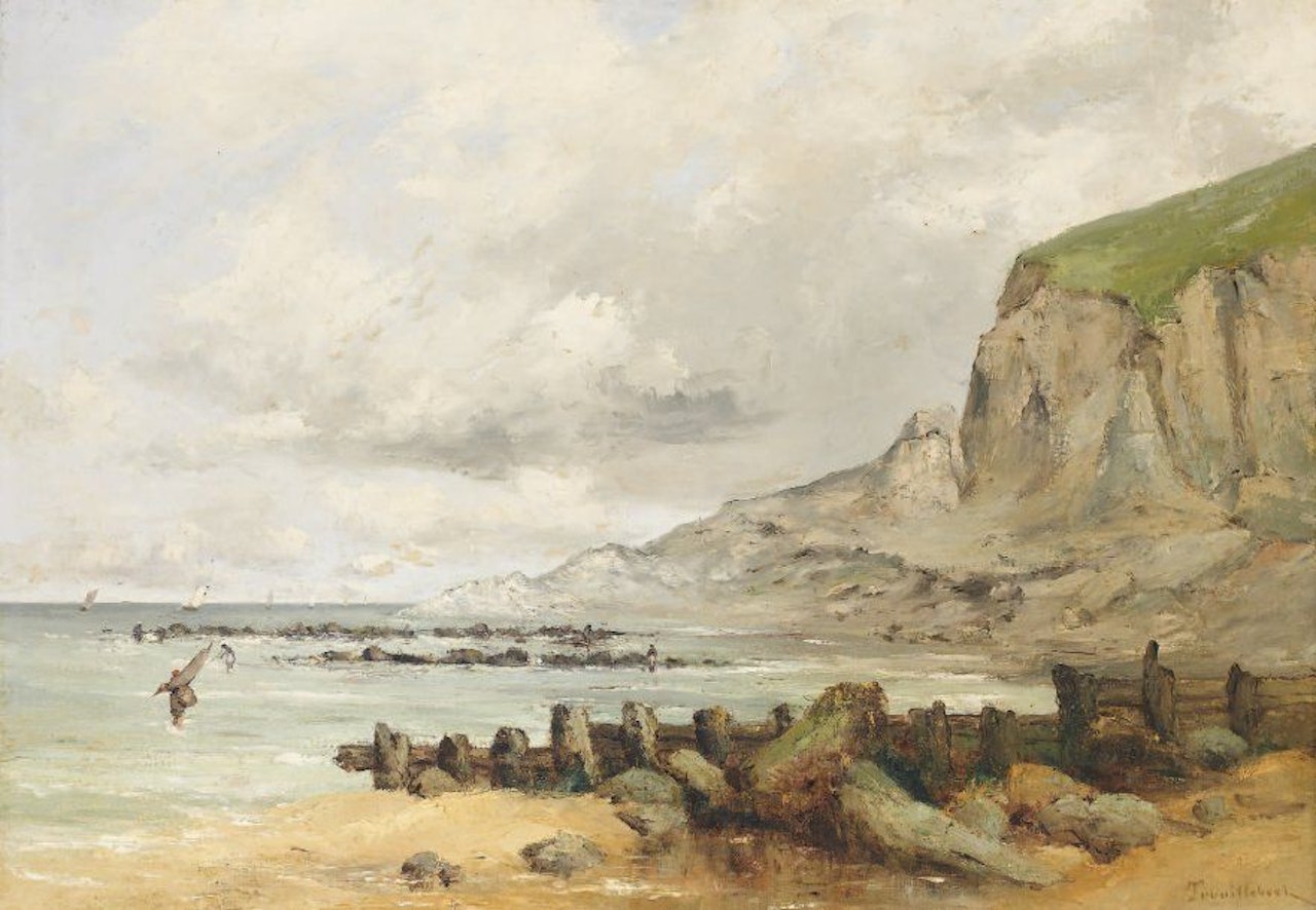 Fishermen at low tide by Paul Désiré Trouillebert