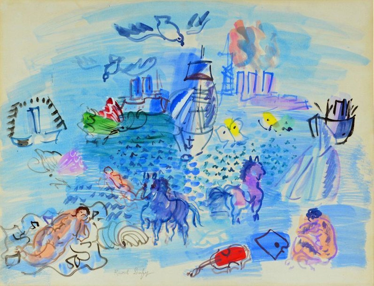 Bathers and sea horses by Raoul Dufy