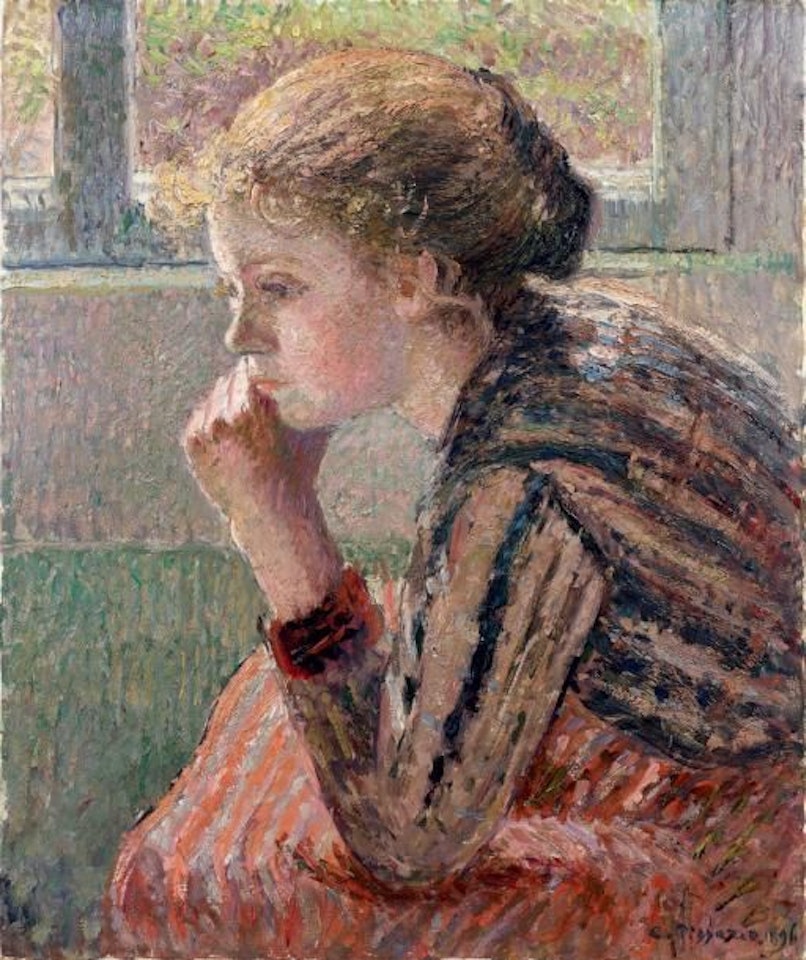 Head of a young girl in profile called "La Rosa" by Camille Pissarro