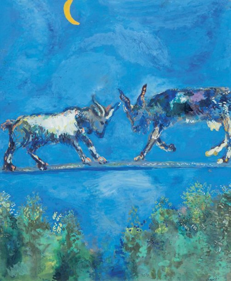 The Two Goats (Fables of La Fontaine) by Marc Chagall