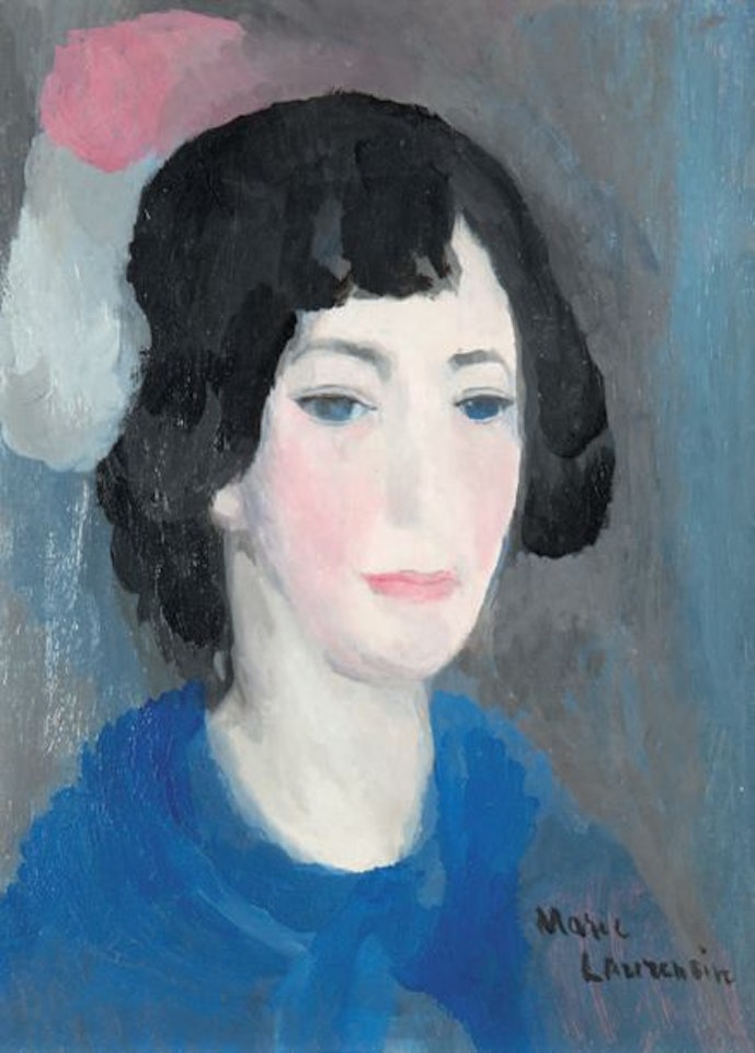 Young woman in the blue sweater by Marie Laurencin