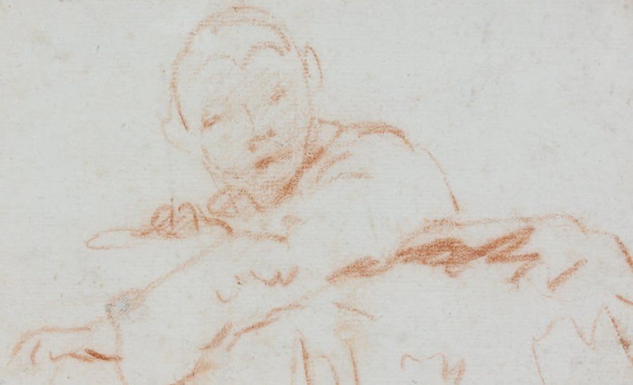 Character study for Fame announces to the inhabitants of the villa the arrival of the Sanguine host by Giovanni Battista Tiepolo