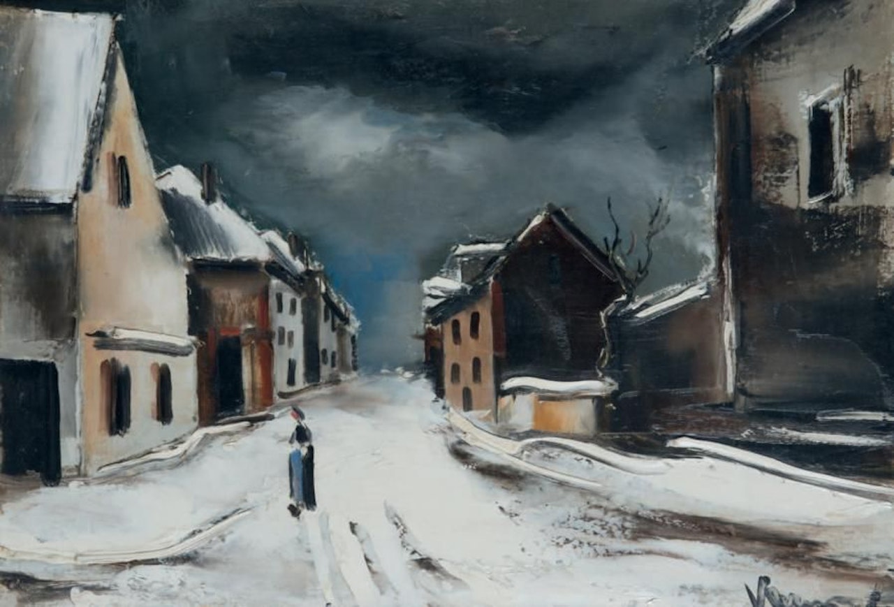 Village street under the snow by Maurice de Vlaminck
