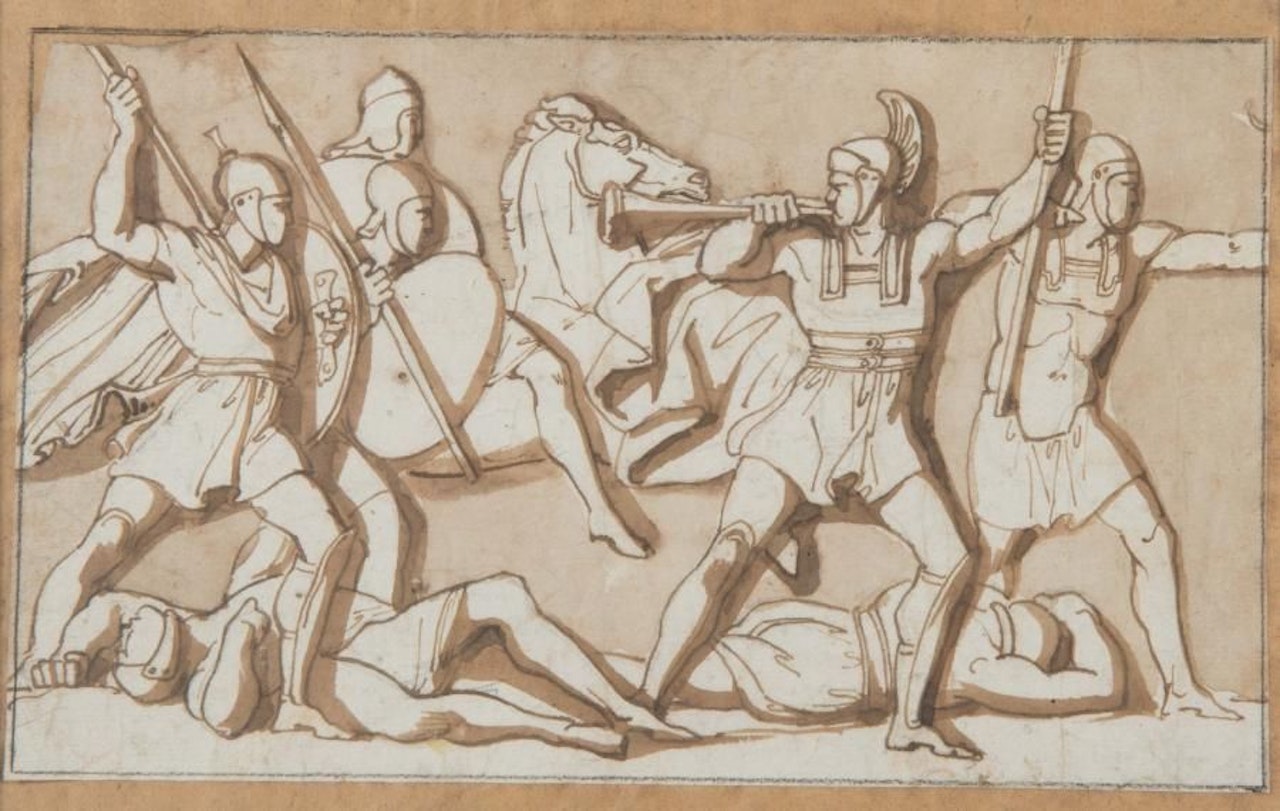 Antique battle scene by English School