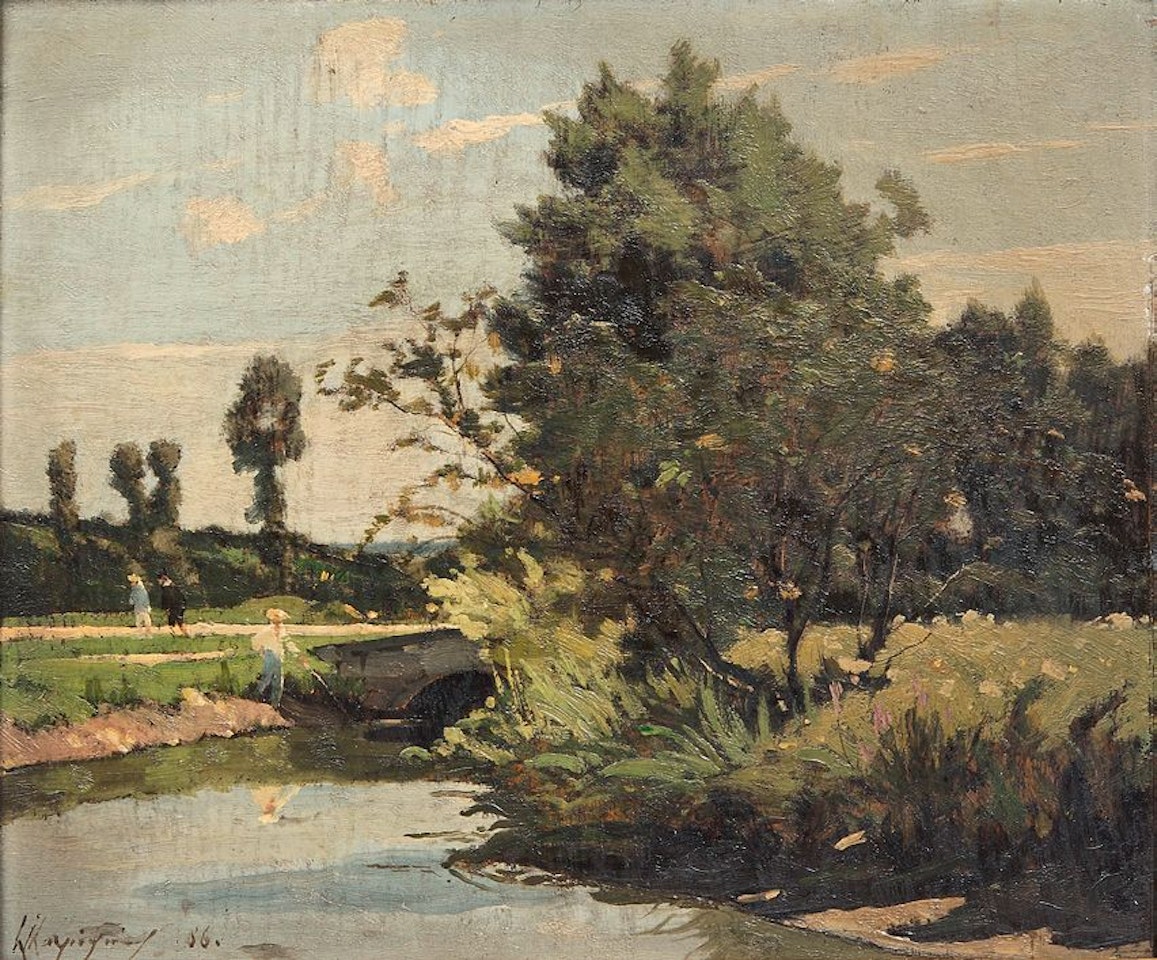The fisherman by Henri Harpignies