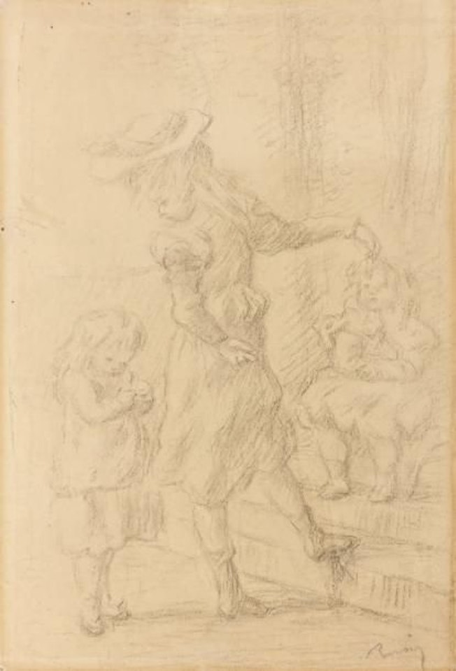 Three renoir children in the garden of cagnes sur mer by Pierre-Auguste Renoir