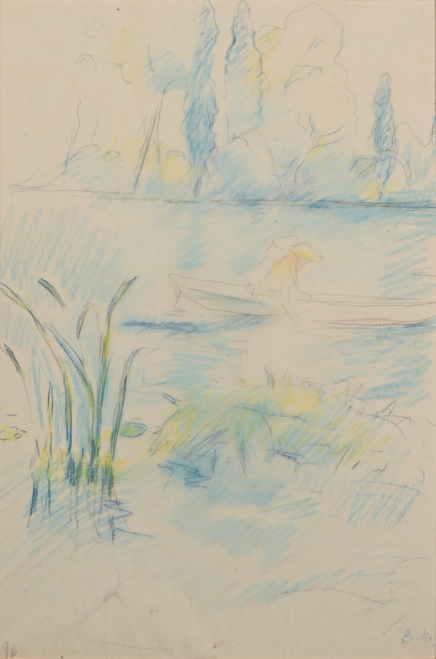 En barque au bois de Boulogne by Berthe Morisot