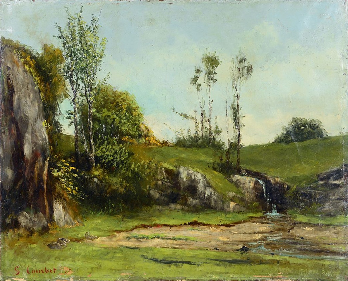 Source of a brook under the greenery by Gustave Courbet