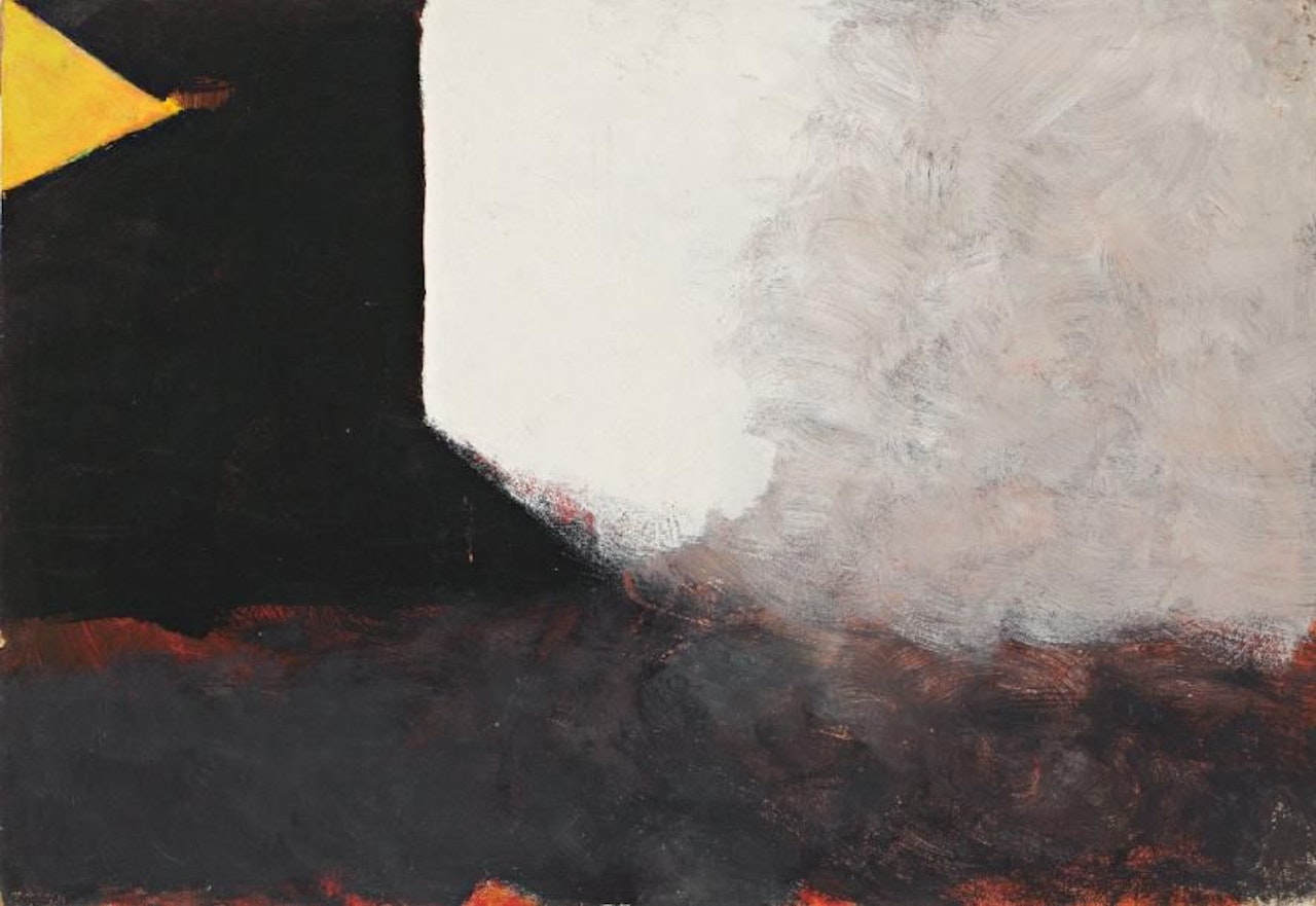 Composition with yellow triangle by Avigdor Arikha