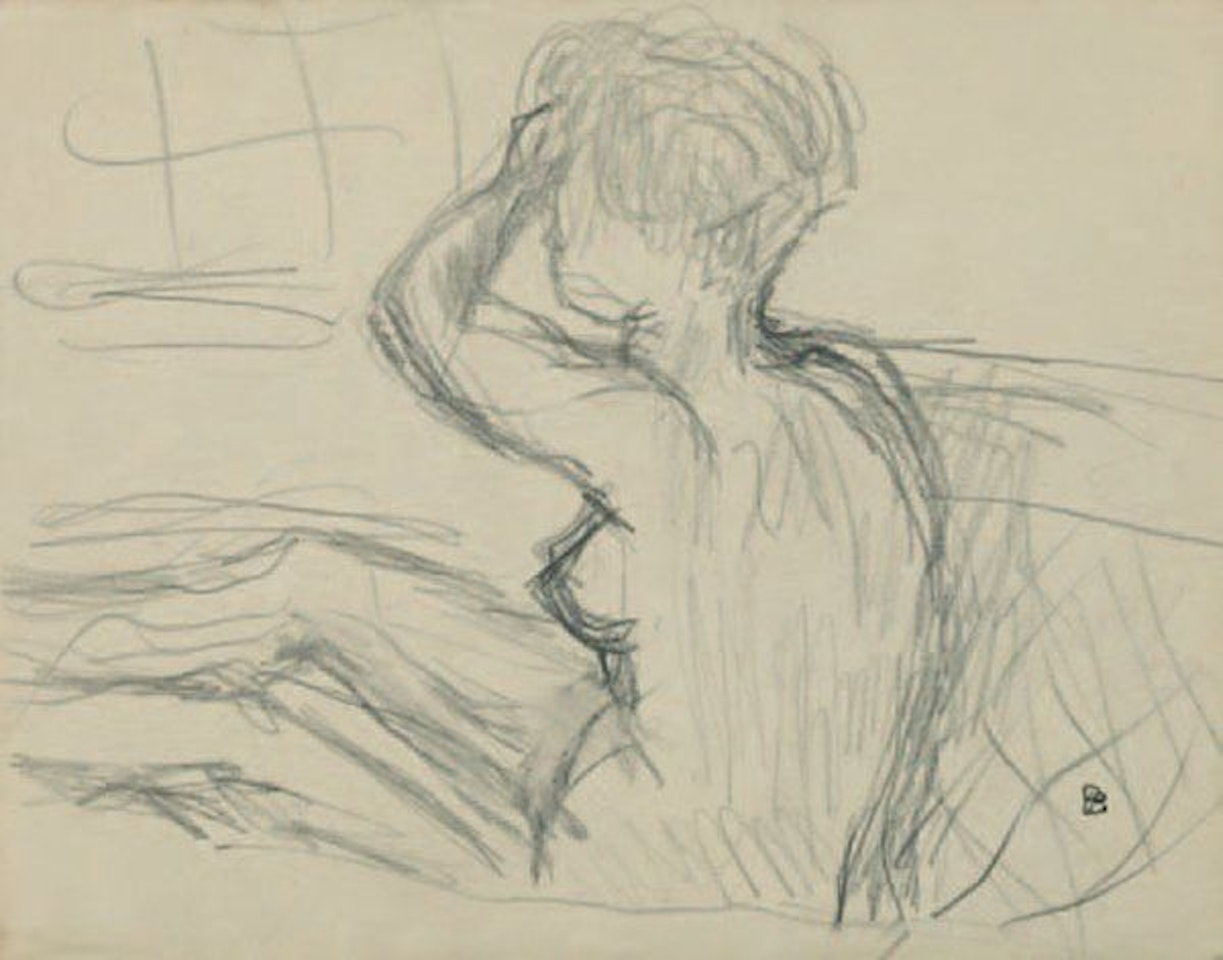 Nude at the toilet/landscape by Pierre Bonnard