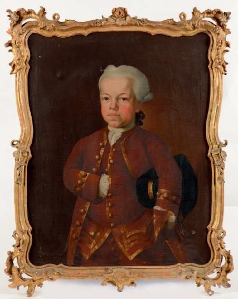 “Portrait of a young prince with his tricorn under his left arm” by German School