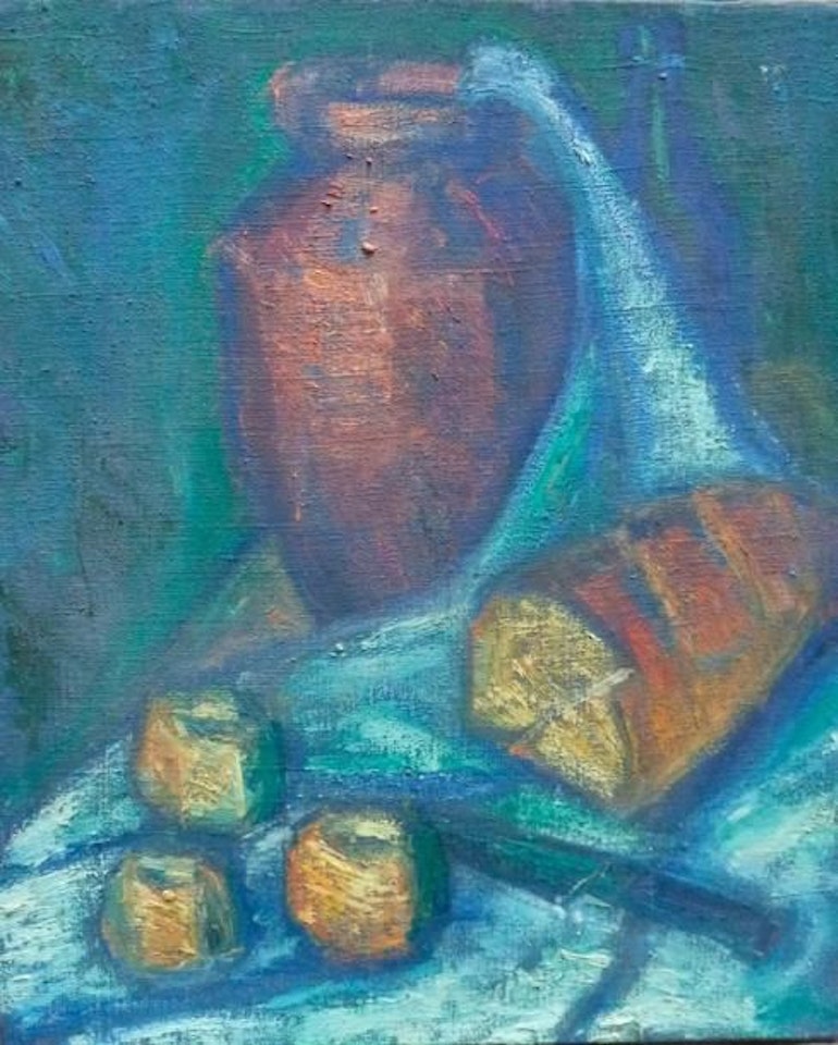 STILL LIFE WITH APPLES, BREAD, POT by Jean Hélion