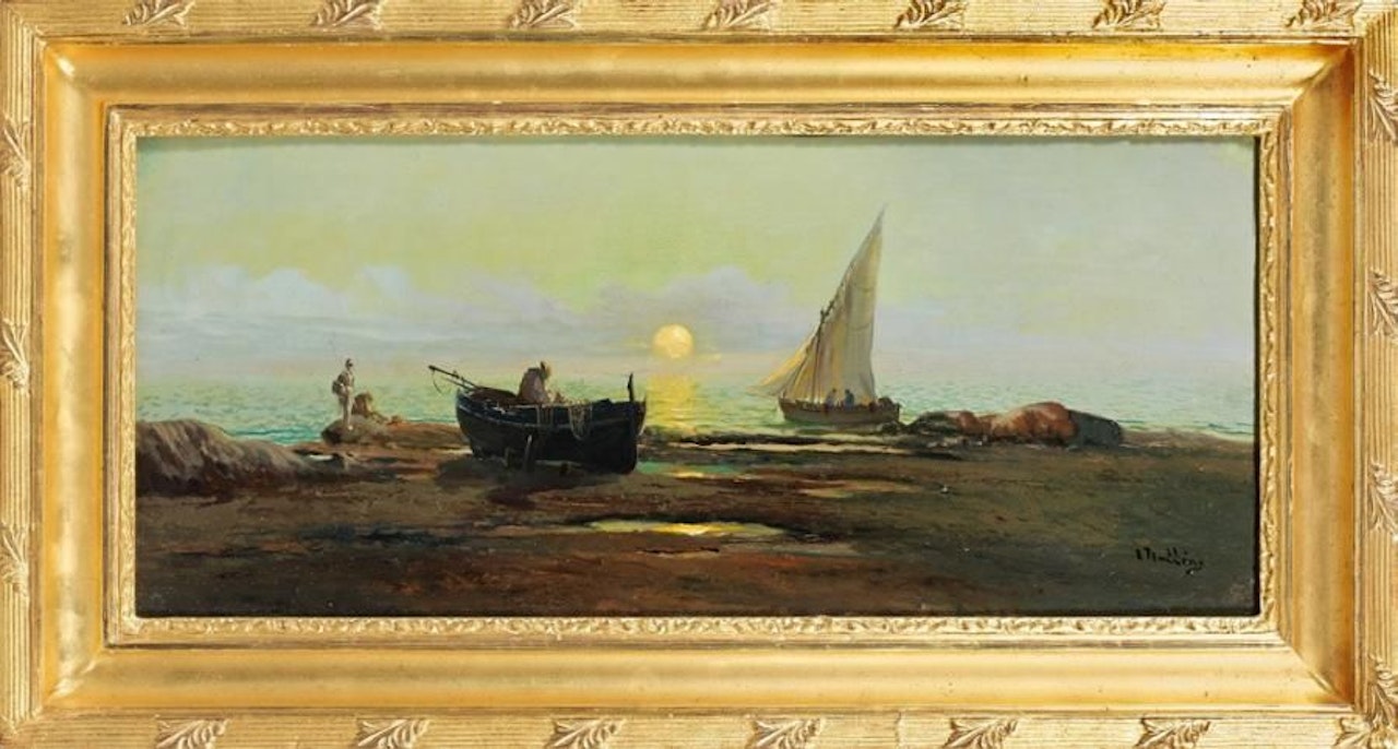 SEA SIDE AT DUSK by English School