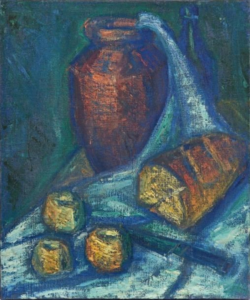 Still life with apples, bread, pot by Jean Hélion