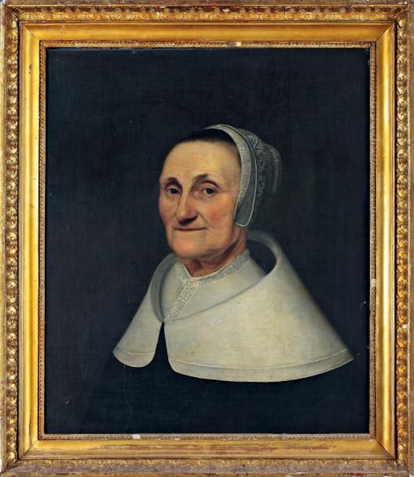 Woman with white lace by Dutch School