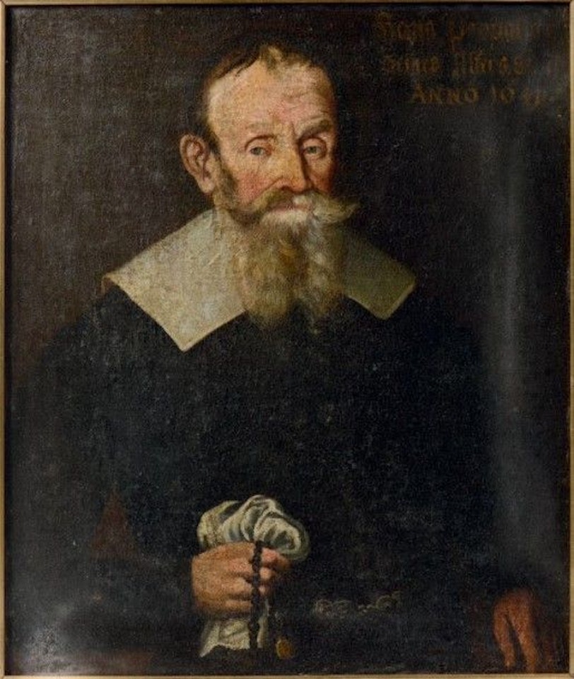 Portrait of a man with a white collar by French School
