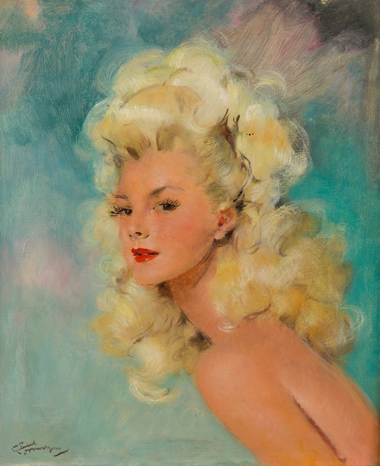 Portrait of a blonde woman by Jean Gabriel Domergue