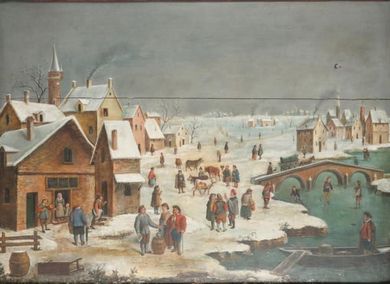 Animated scene under the snow by Dutch School