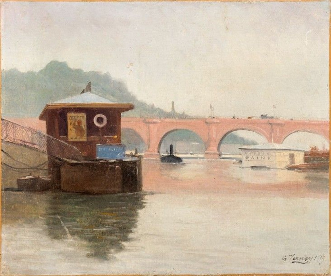 The baths at the Pont de Meudon? by French School