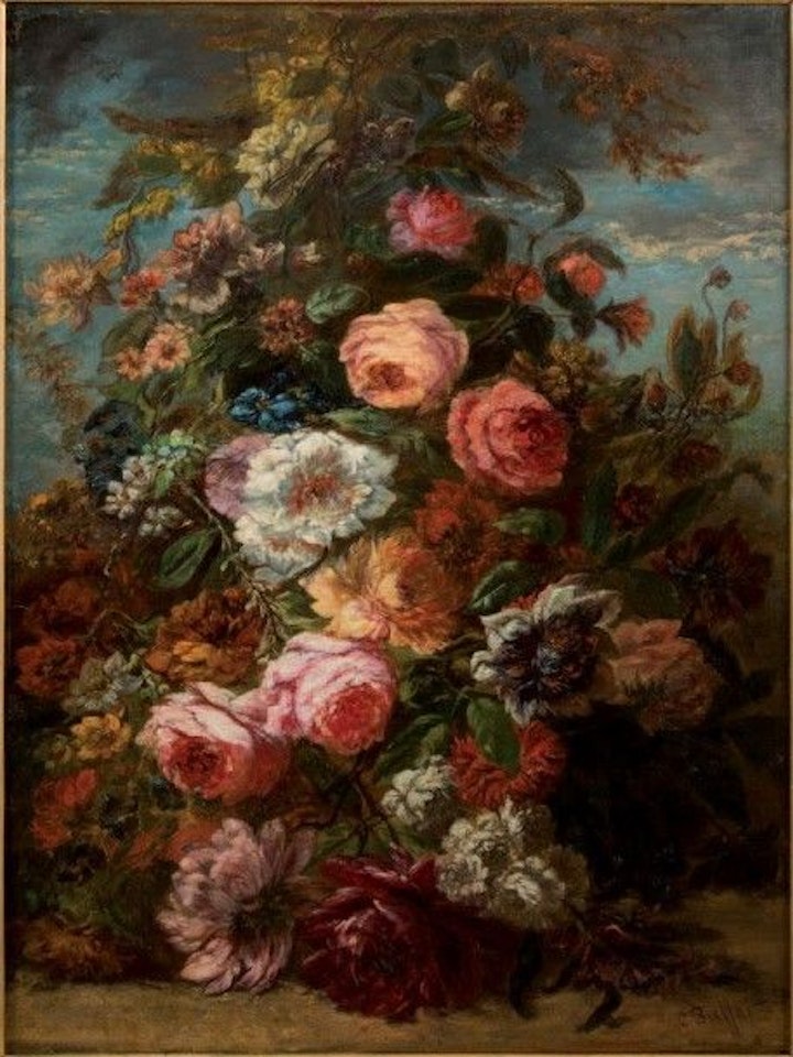 Bouquet of dahlias by French School