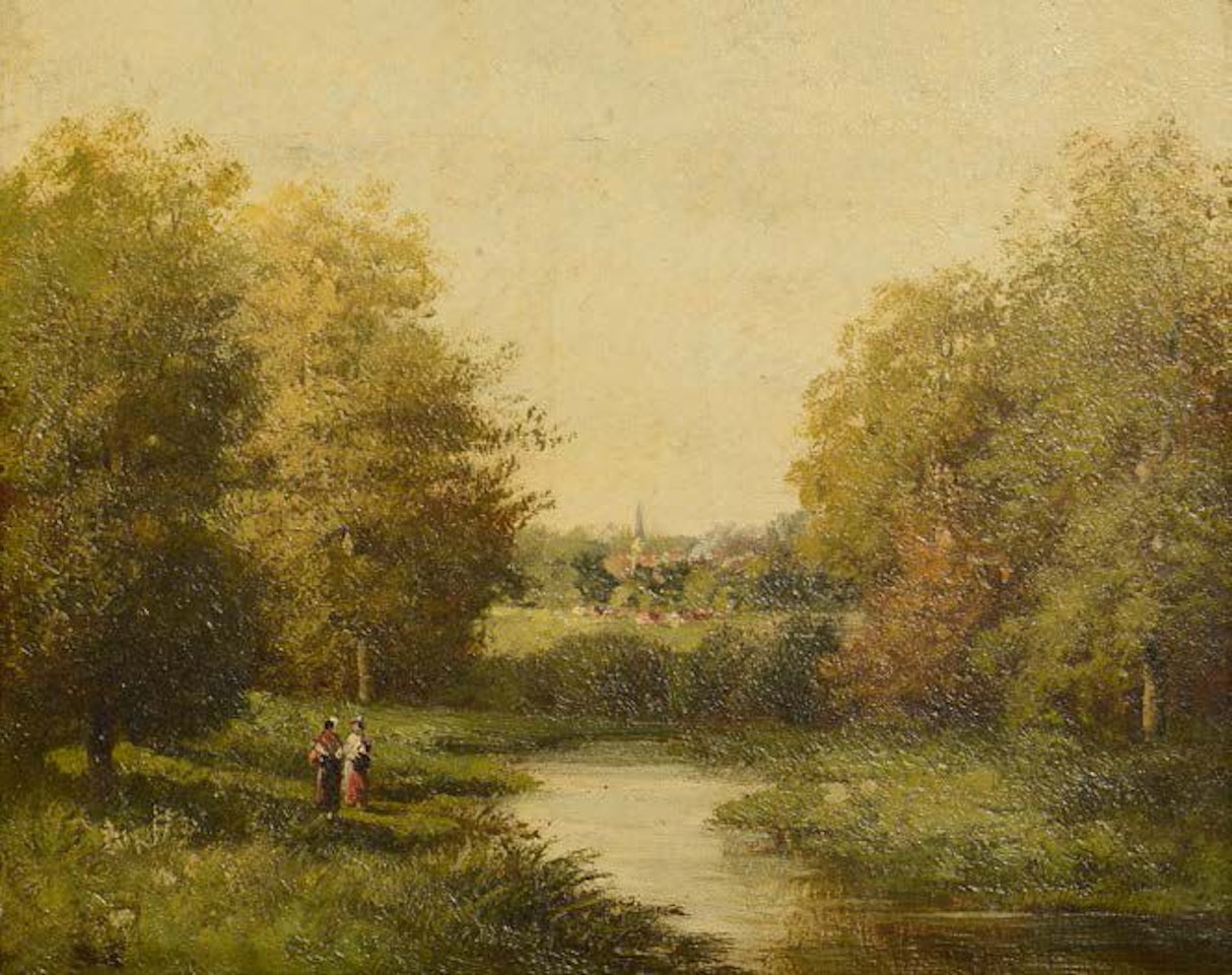 Landscape at the river by French School