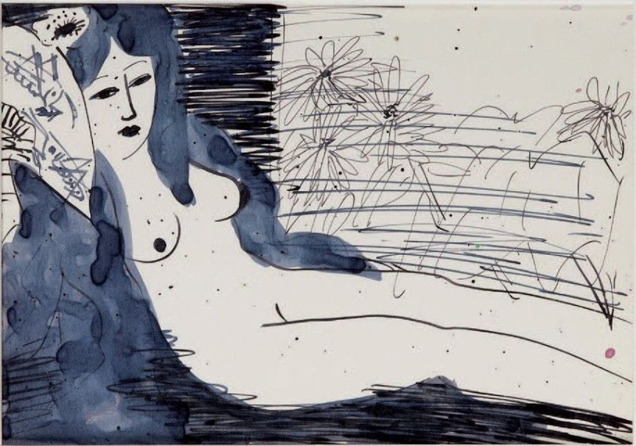 Reclining nude by Walasse Ting