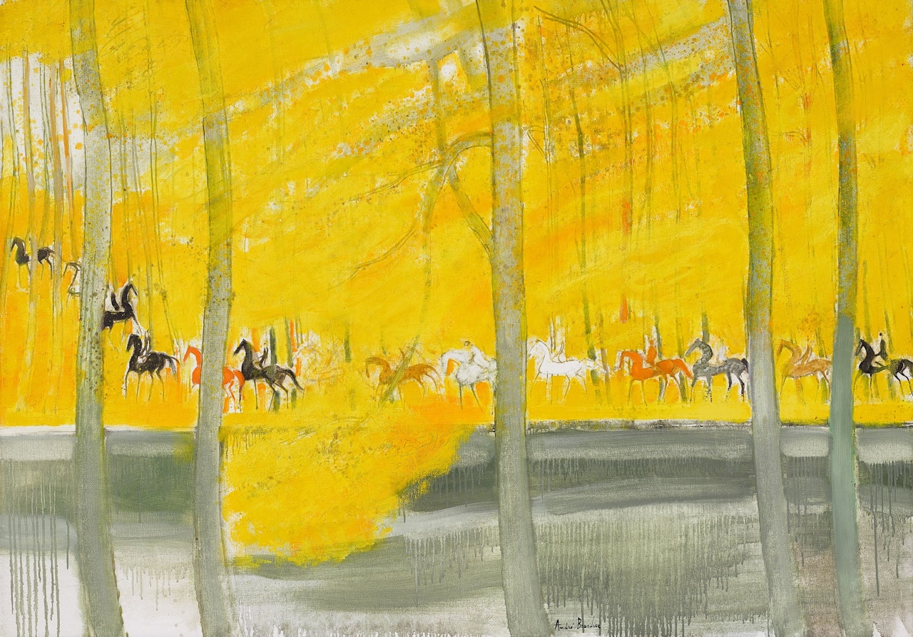 Cavalcade au bord de l"étang by André Brasilier