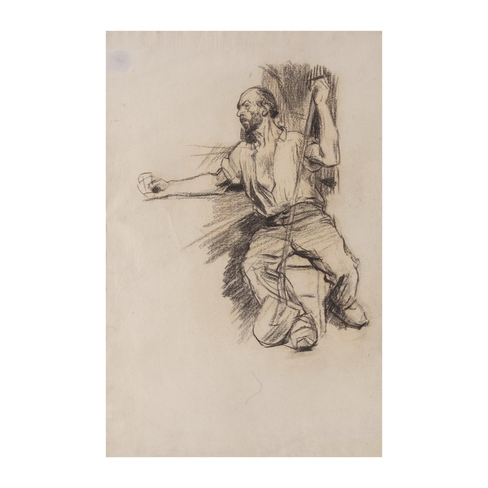 Paysan assis by Léon Augustin Lhermitte