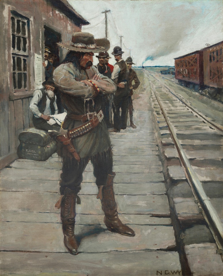 Hungry, but Stern, on the Depot Platform (The Imitation Bad Man) by Newell Convers Wyeth