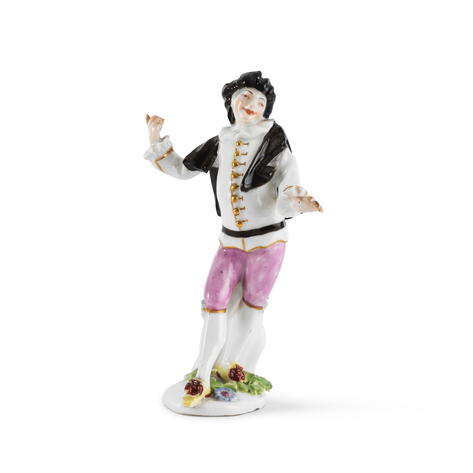A Meissen figure of Scaramouche from the Duke of Weissenfels series by Peter Reinicke