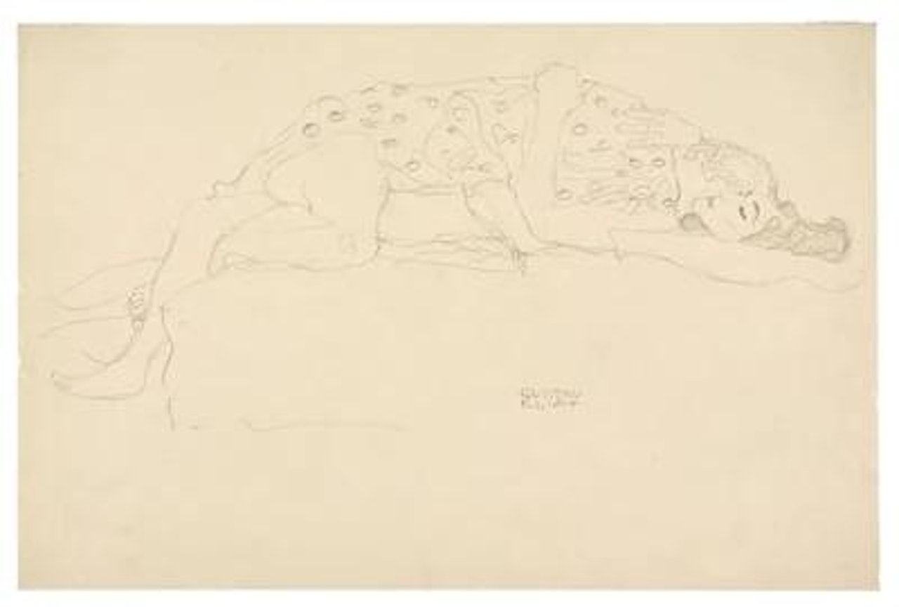 Liebespaar nach rechts (Lovers, reclining to the right) by Gustav Klimt