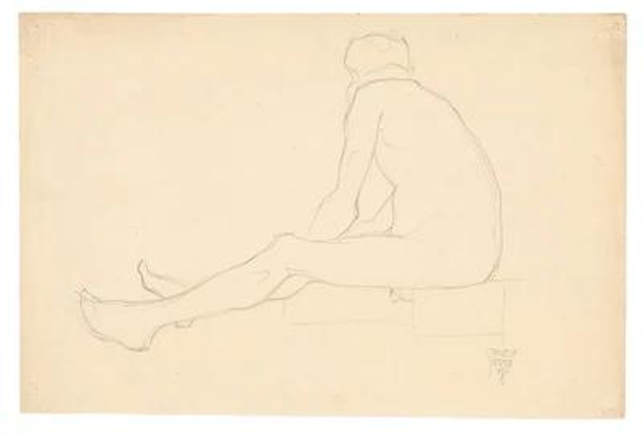 Sitzender männlicher Akt (Seated male nude) by Egon Schiele
