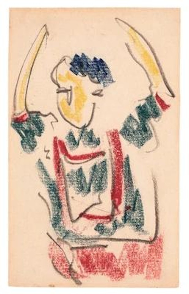 Bub mit erhobenen Armen (Boy with raised arms) by Ernst Ludwig Kirchner