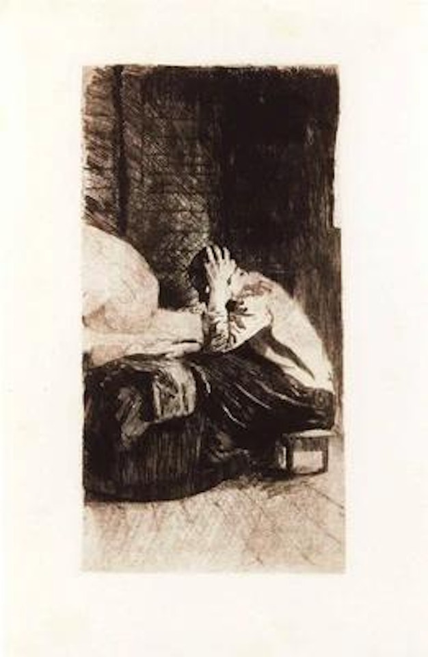 “Frau mit Hand an der Wiege” [Woman at the Cradle] by Kathe Kollwitz
