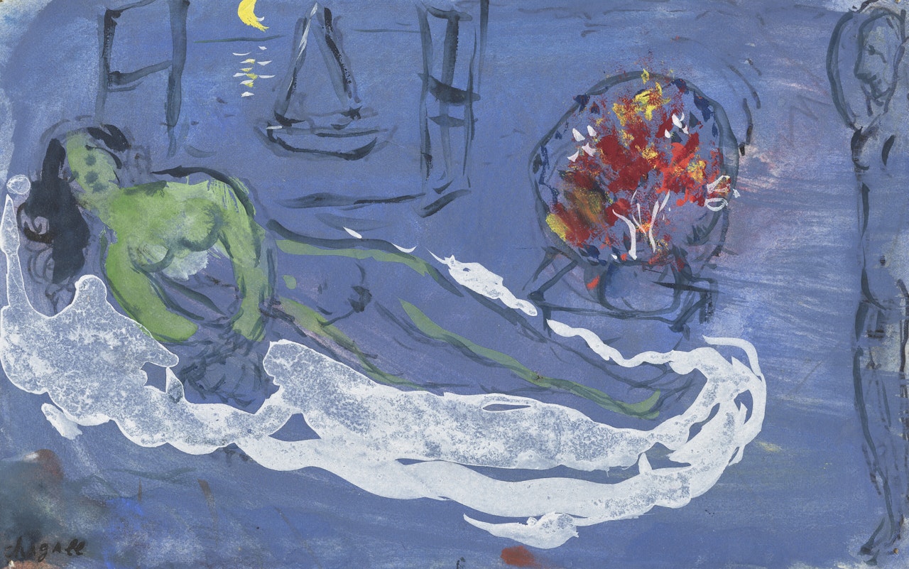 Nu sur fond bleu by Marc Chagall