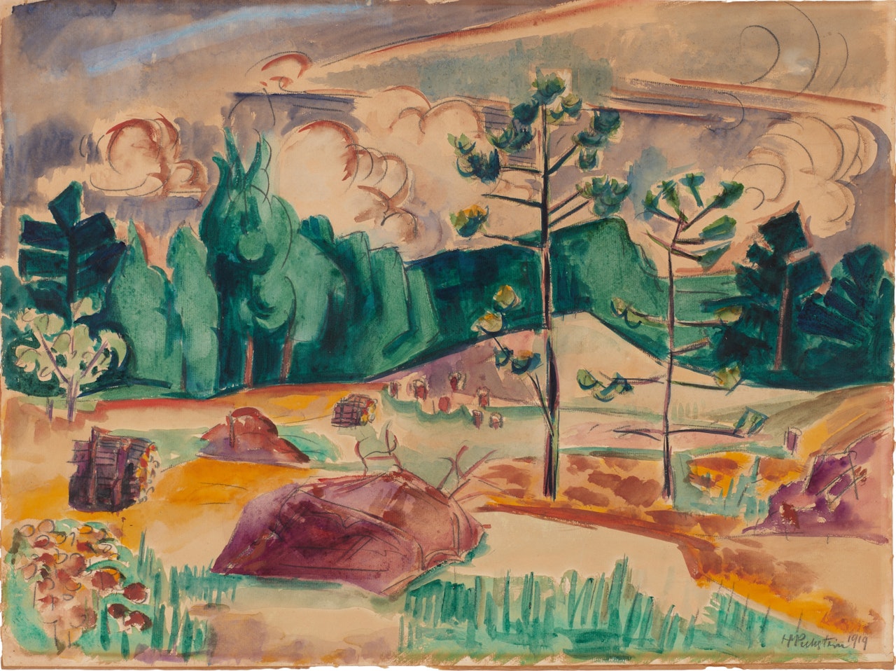 Waldlandschaft (Forest landscape) by Max Pechstein