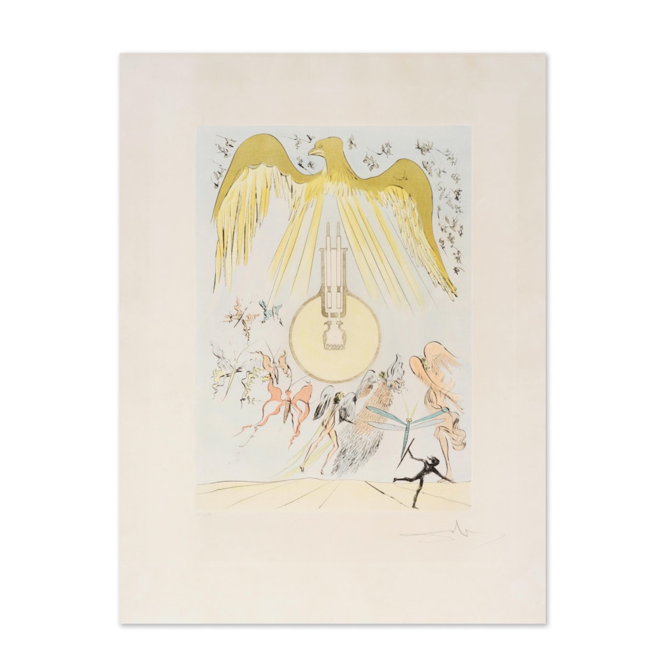 L"ampoule à incandescence; Planche de la suite « Hommage à Léonard de Vinci » by Salvador Dali