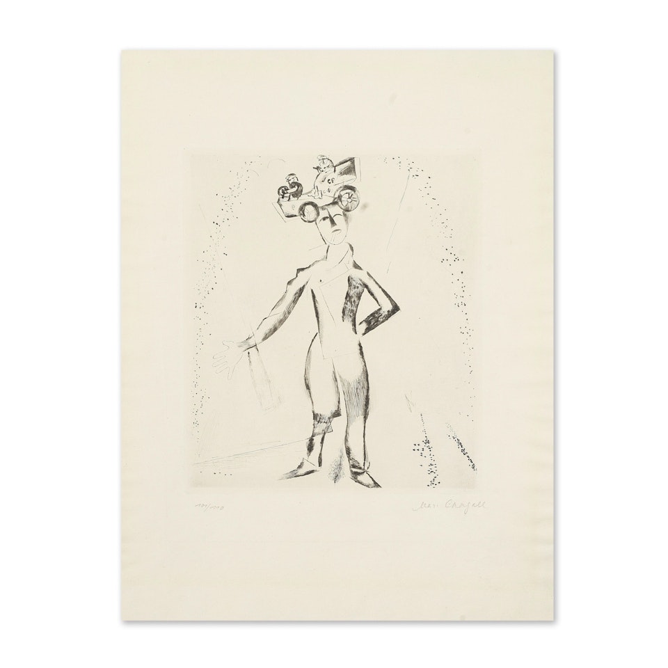 L"Automobiliste; Planche 24 de la suite "Mein Lieben" by Marc Chagall