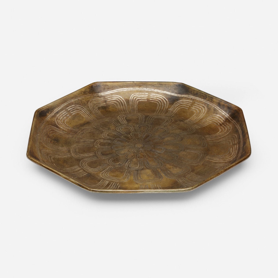 Octagonal Dinanderie tray by Jean Dunand